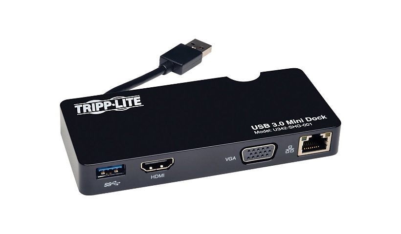 Tripp Lite USB 3.0 HDMI VGA Mini Dock Station Gigabit Ethernet HD15 RJ45 - docking station - USB - VGA, HDMI - GigE