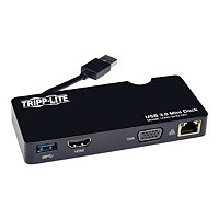 Tripp Lite USB 3.0 HDMI VGA Mini Dock Station Gigabit Ethernet HD15 RJ45 - docking station - USB - VGA, HDMI - GigE