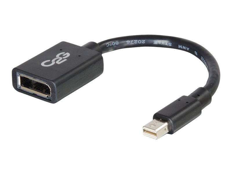 C2G 6in Mini DisplayPort to DisplayPort Adapter - Mini DP to DP Adapter - 4K 30Hz - Black - M/F - DisplayPort cable -