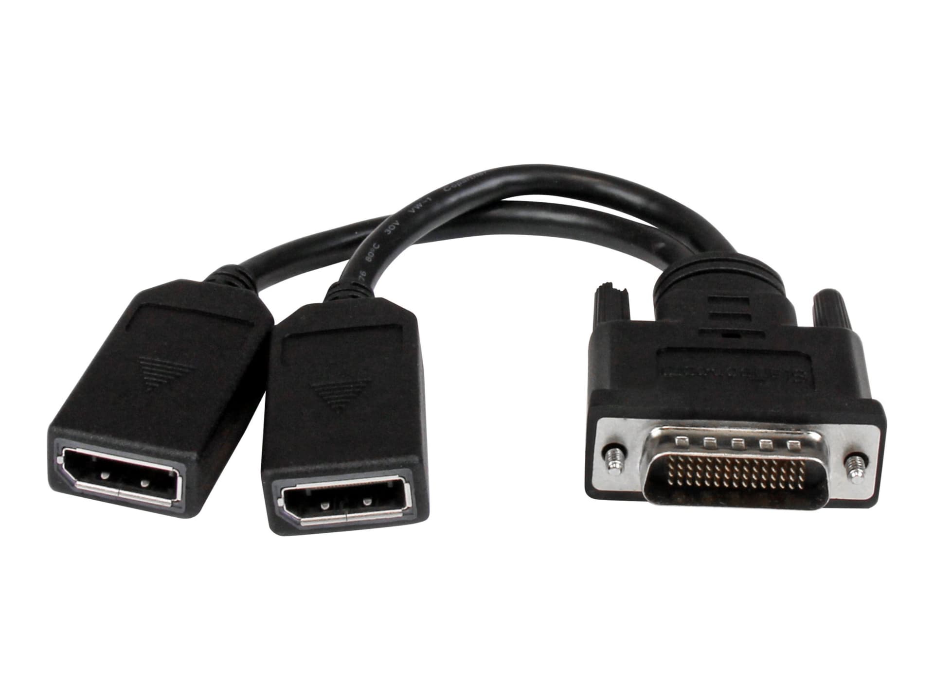 StarTech.com 8" DMS-59 to Dual DisplayPort Adapter Cable, 4K x 2K, DMS 59 pin (M) to 2x DP 1,2 (F) Splitter Y Cable, LFH