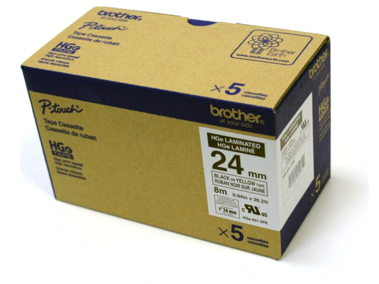 Brother HGE6515PK - laminated tape - 5 roll(s) - Roll (0.94 in x 26.2 ft)
