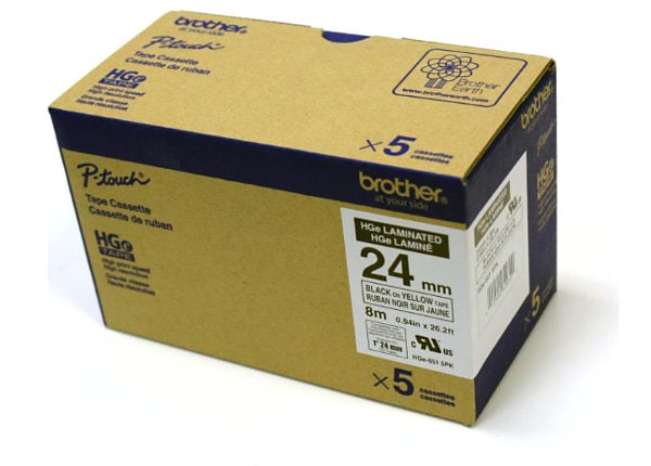 Brother HGE6515PK - laminated tape - 5 roll(s) - Roll (0.94 in x 26.2 ft)