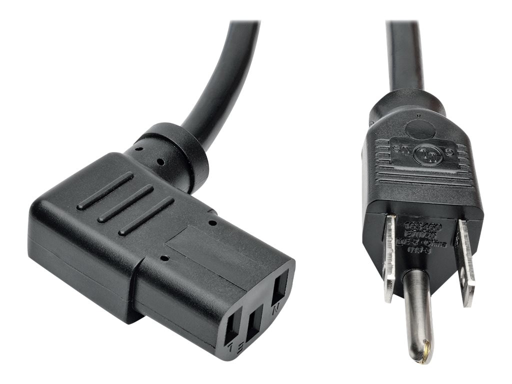 Thumbnail 5 of 6 for Eaton Tripp Lite Series Computer Power Cord, NEMA 5-15P to Right-Angle C13 - 10A, 125V, 18 AWG, 10 ft. (3.05 m), Black -