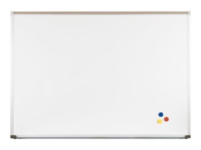 MooreCo 4'HX12'W Porcelain Steel Whiteboard with Deluxe Aluminum Trim