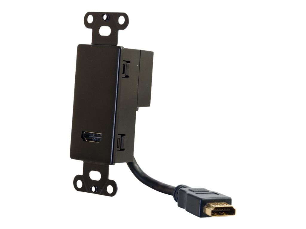 C2G HDMI Pass Through Decorative Wall Plate - Black - cable clips