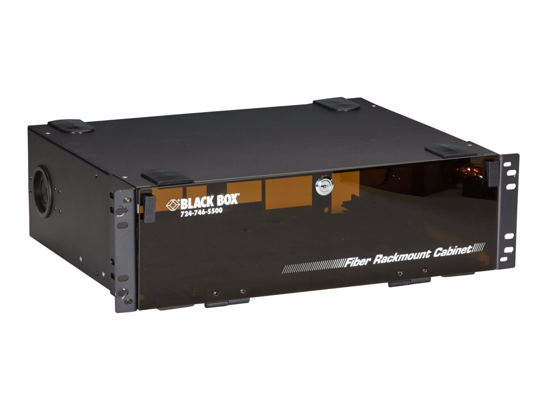 Black Box 3U Fiber Rackmount Locking Enclosure, 19", 12-Slot, Slide Tray