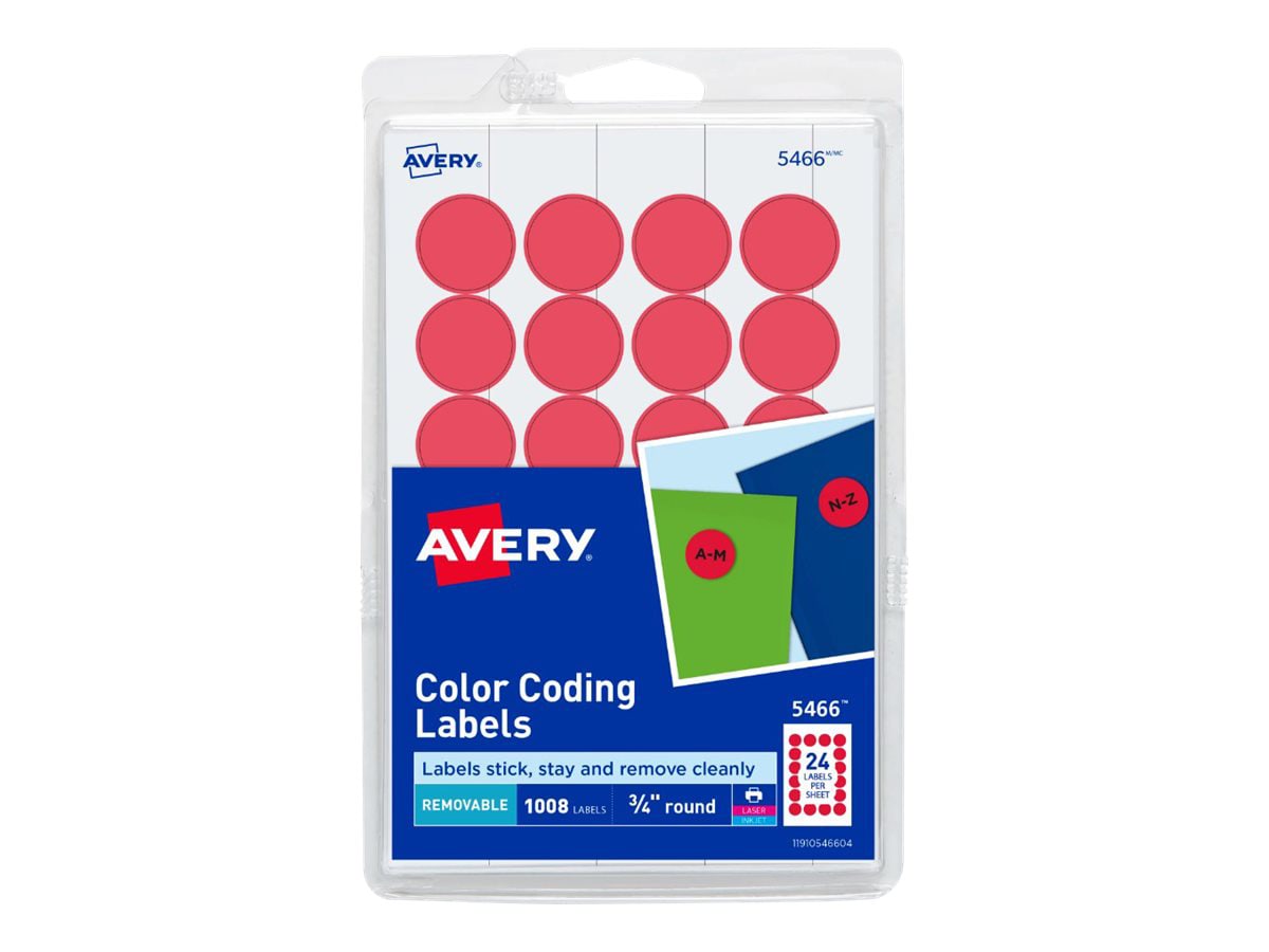 Avery Print or Write Round Color Coding Labels - labels - 1008 pcs. - 0.75