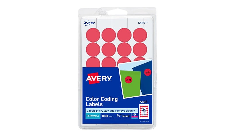 Avery Print or Write Round Color Coding Labels - labels - 1008 pcs. - 0.75