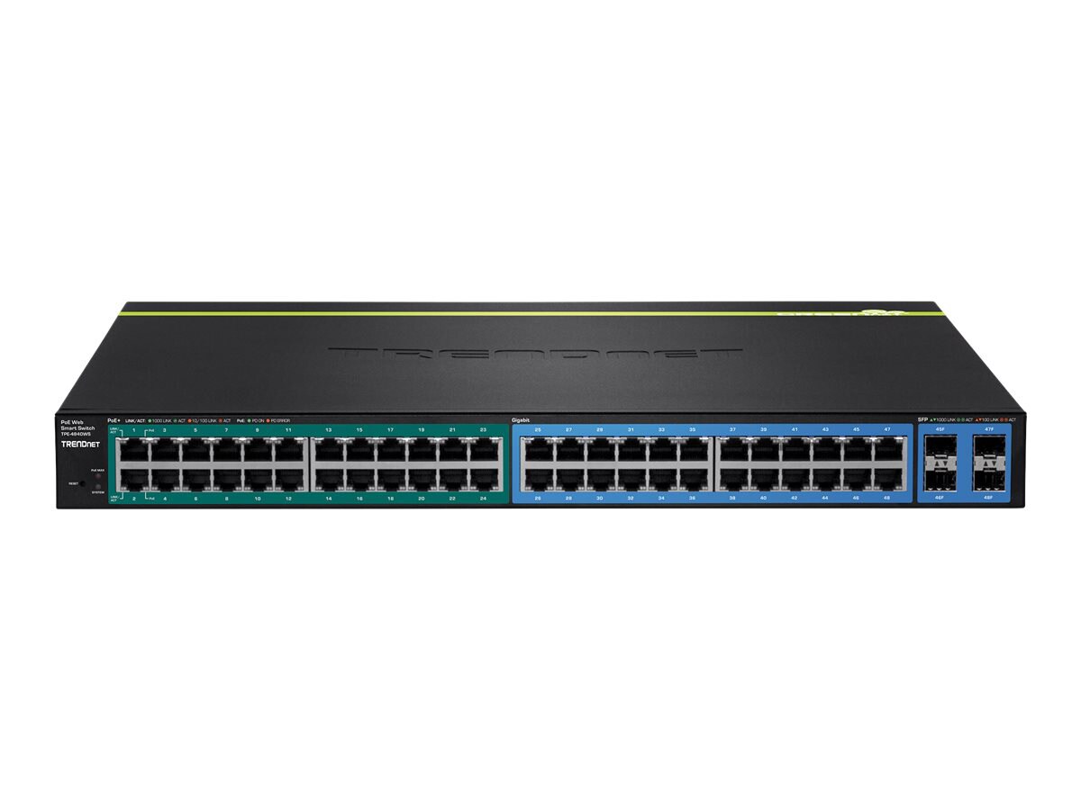 TRENDnet TPE 4840WS 48-Port Gigabit Web Smart PoE+ Switch - switch - 48 ports - managed - rack-mountable
