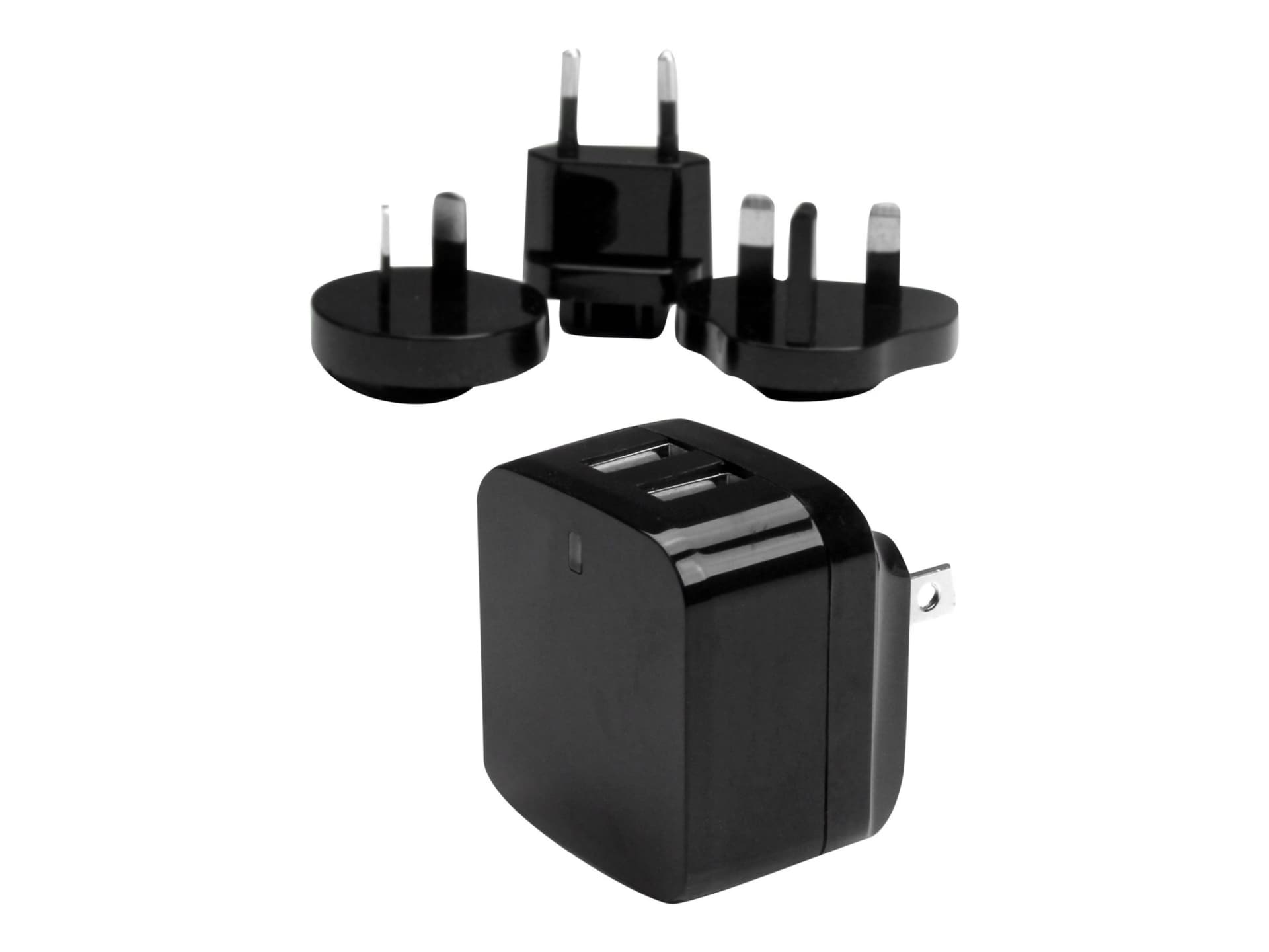 StarTech.com Travel USB Wall Charger - 2 Port - Black - Universal Travel Adapter - International Power Adapter - USB