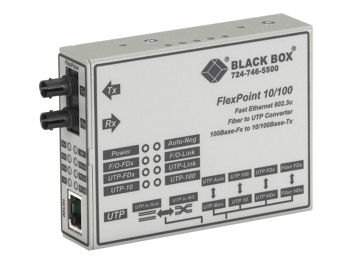 Black Box FlexPoint Modular Media Converter - fiber media converter - 10Mb LAN, 100Mb LAN