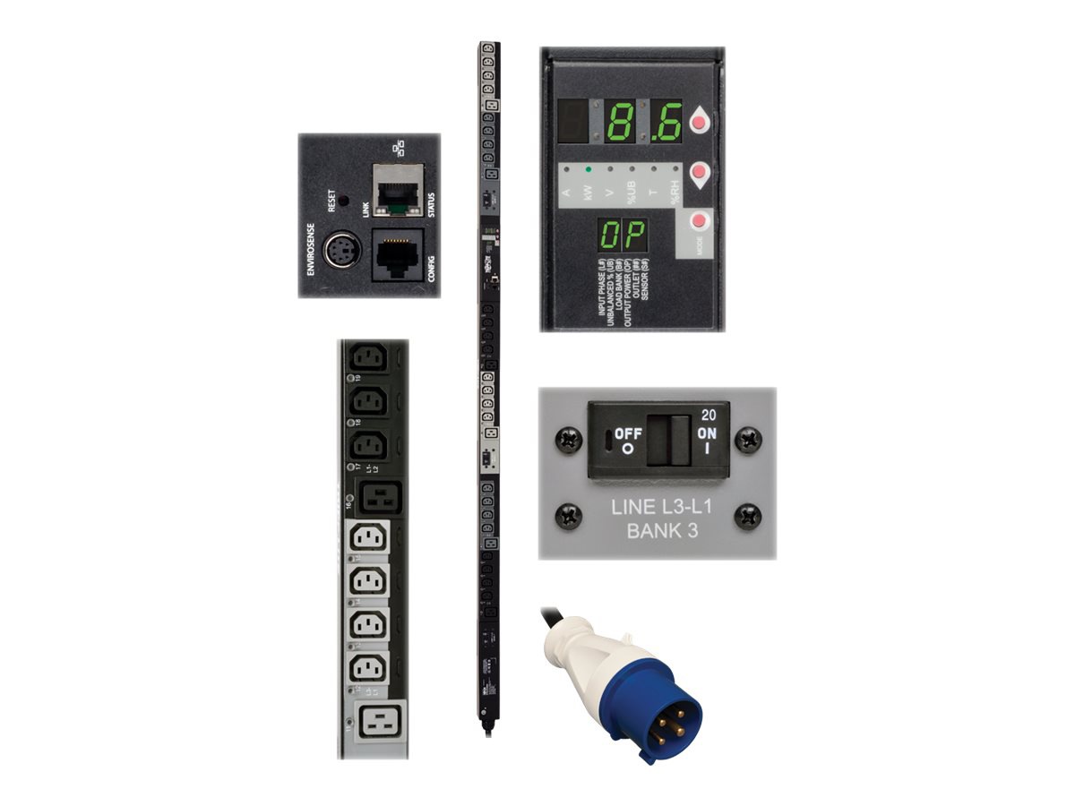 Tripp Lite PDU 3-Phase Switched 208V 8.6 kW IEC-309 24 C13; 6 C19 0URM TAA