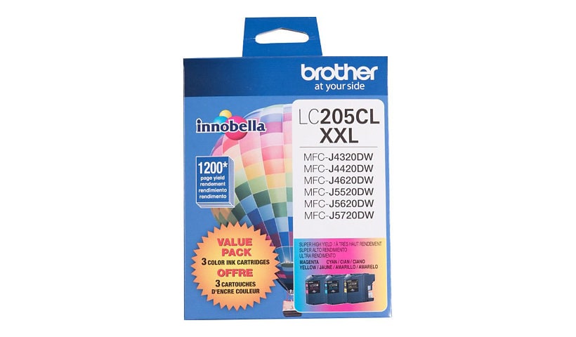 Brother LC205CL XXL - 3-pack - Super High Yield - yellow, cyan, magenta - original - ink cartridge