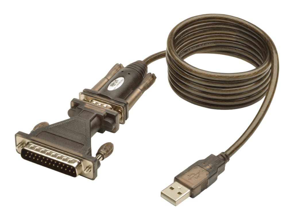 Tripp Lite USB to RS232 Serial Adapter Cable USB-A to DB25 DB9 M/M 5' 5ft