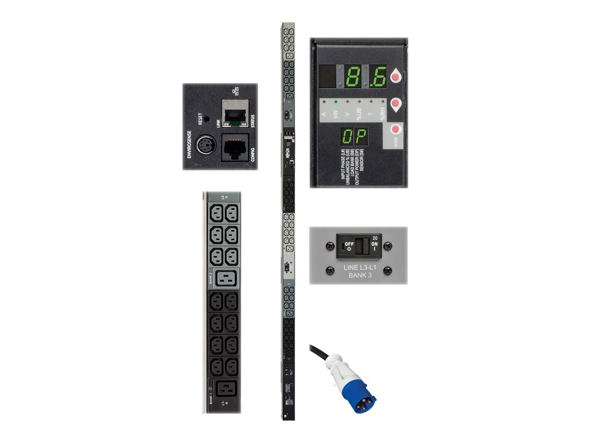 Tripp Lite PDU 3-Phase Monitored 208V 10 kW IEC-309 42 C13; 6 C19 0URM TAA