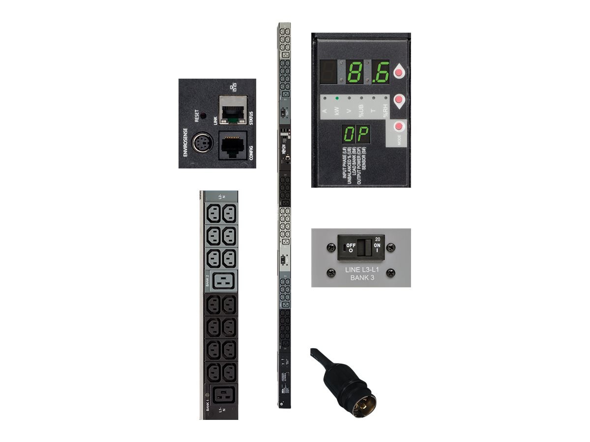 Tripp Lite PDU 3-Phase Monitored 208V 10 kW L21-30P 42 C13; 6 C19 0URM TAA
