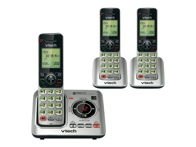 VTech CS6629-3 - cordless phone - answering system with caller ID/call waiting + 2 additional handsets