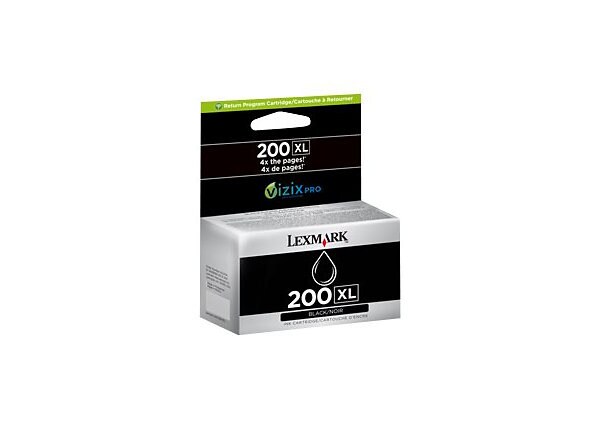 Lexmark Cartridge No. 200XL - High Yield - black - original - ink cartridge - LCCP, LRP