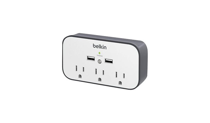 Belkin 3 Outlet Wall Surge Protector - 2 USB Ports - 540 Joules