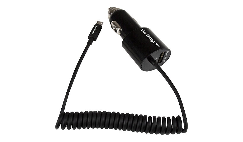 StarTech.com 2 Port Car Charger w/ Micro USB Cable & USB 2.0 Port 21W/4.2A