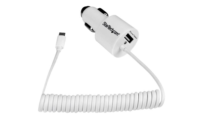 StarTech.com 2 Port Car Charger w/ Micro USB Cable & USB 2.0 Port 21W/4.2A