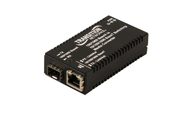 Transition Networks Stand-Alone Mini Gigabit Ethernet Media Converter - fiber media converter - GigE