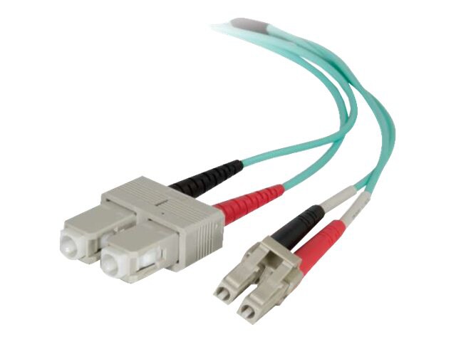 C2G 15m LC-SC 50/125 OM4 Duplex Multimode PVC Fiber Optic Cable - Aqua - ne