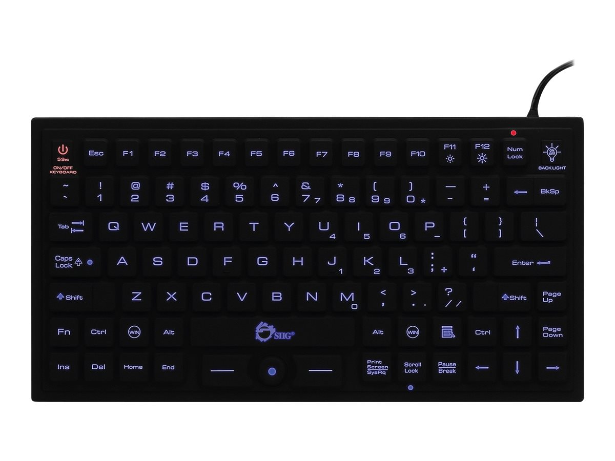 SIIG Industrial/Medical Grade Washable Backlit Keyboard with Pointing Devic
