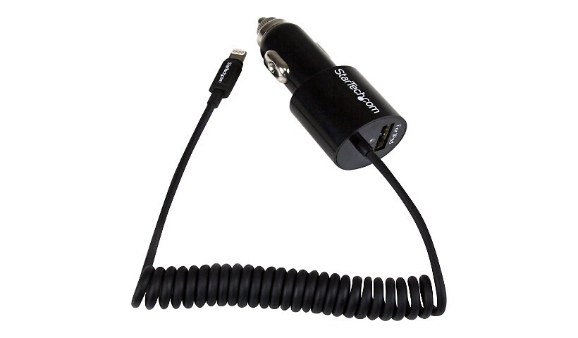 StarTech.com 2 Port Car Charger w/ Lightning Cable & USB 2.0 Port 21W/4.2A