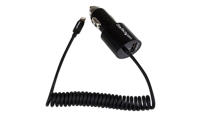 StarTech.com 2 Port Car Charger w/ Lightning Cable, USB 2.0 Port 21W/4.2A