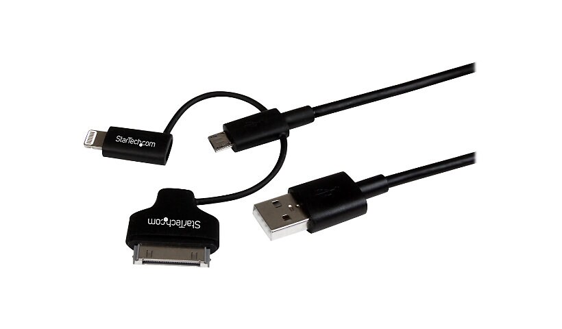 StarTech.com 1m 3 in 1 Charging Cable - Lightning/30-pin Dock/Micro USB