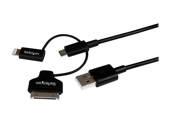 StarTech.com 1m 3 in 1 Charging Cable - Lightning/30-pin Dock/Micro USB
