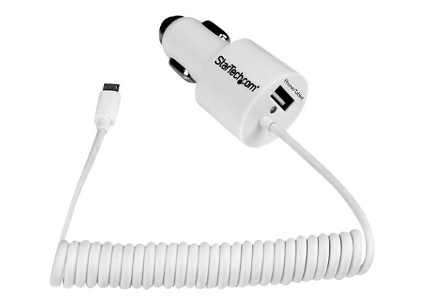 StarTech.com 2 Port Car Charger w/ Micro USB Cable & USB 2.0 Port 21W/4.2A