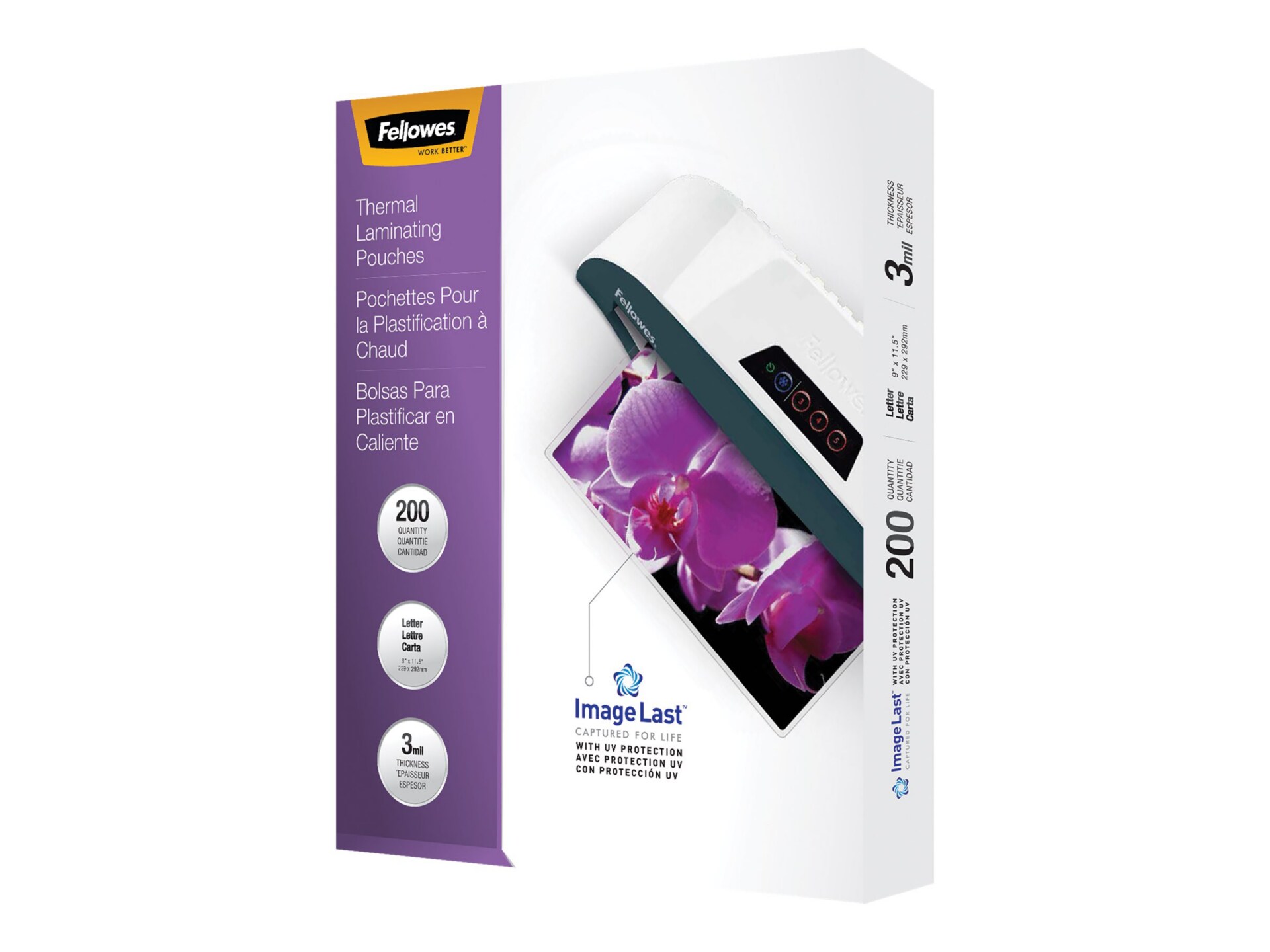 Fellowes - 200-pack - clear glossy - Letter - lamination pouches