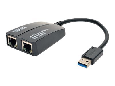 Tripp Lite USB 3.0 to Dual Port Gigabit Ethernet Adapter 10/100/1000 Mbps