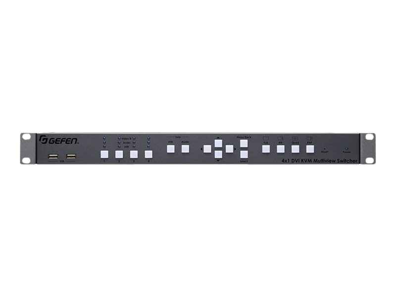 Gefen 4x1 DVI KVM Multiview Switcher - KVM / audio / USB switch - 4 ports - rack-mountable