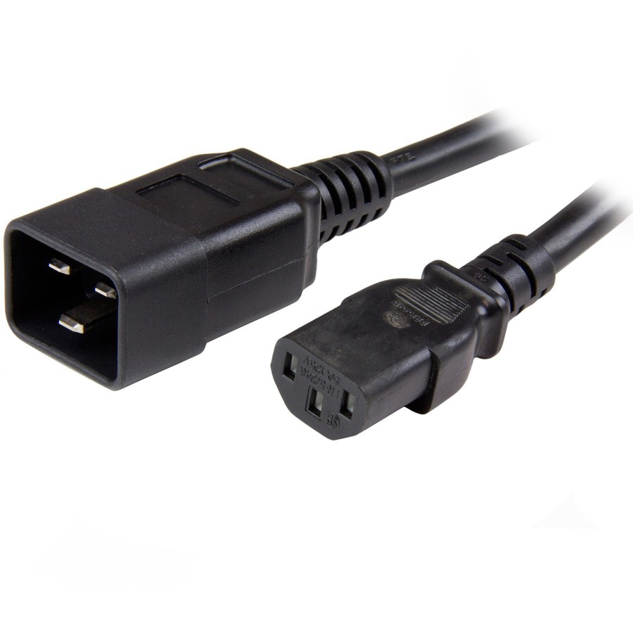 StarTech.com 3ft (1m) Heavy Duty Extension Cord, IEC C13 to IEC C20 Black E