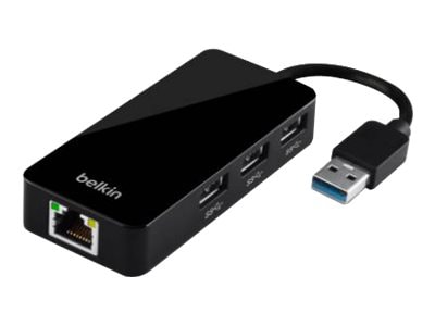 Belkin USB 3.0 Hub - 3xUSB Ports & Gigabit Ethernet - USB Docking Station - USB Adapter - USB Ethernet Adapter