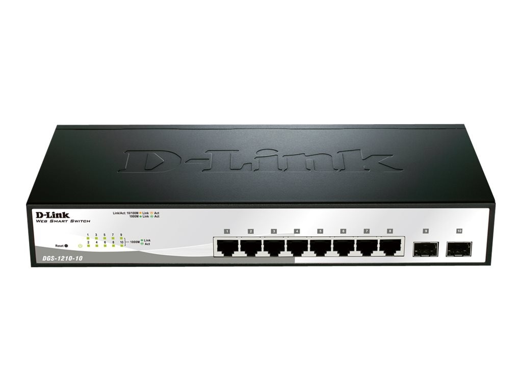 Thumbnail 2 of 3 for D-Link Smart+ DGS-1210-10 - switch - 8 ports - managed - rack-mountable