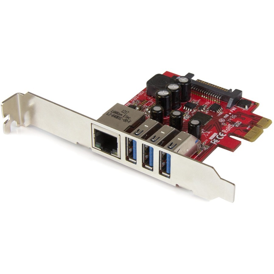 StarTech.com 3 Port PCI Express USB 3.0 Card + Gigabit Ethernet - Fits Standard & Low-Profile PCs - UASP Supported TAA