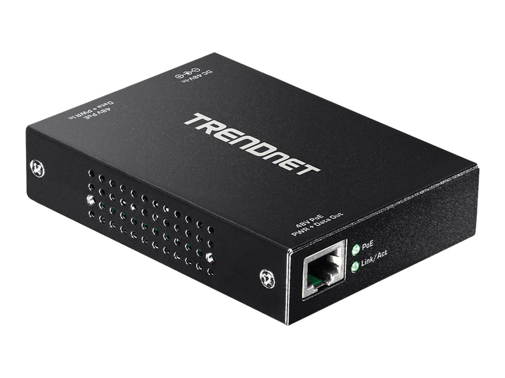 TRENDnet Gigabit PoE+ Repeater/Amplifier, 1 x Gigabit PoE+ In Port, 1 x Gig