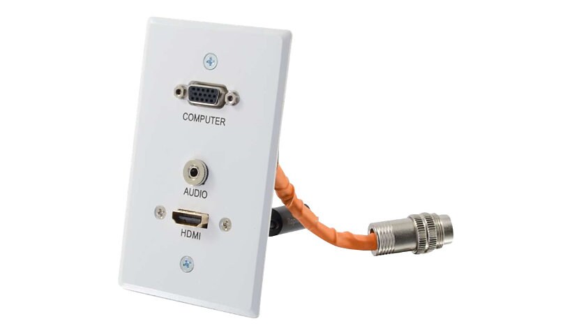 C2G RapidRun HDMI, VGA + Stereo Audio Single Gang Wall Plate Transmitter -