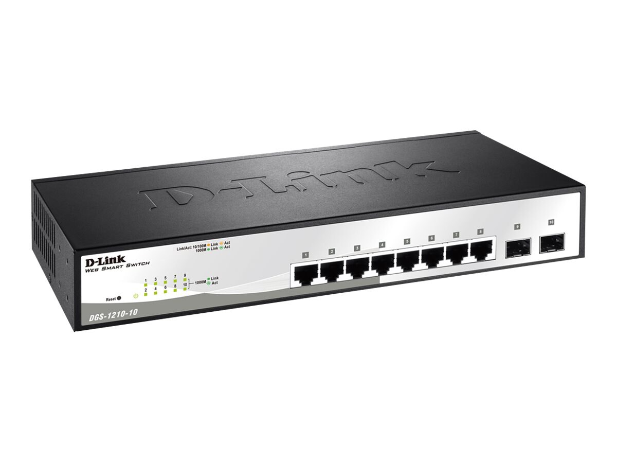 D-Link Smart+ DGS-1210-10 - switch - 8 ports - managed - rack-mountable