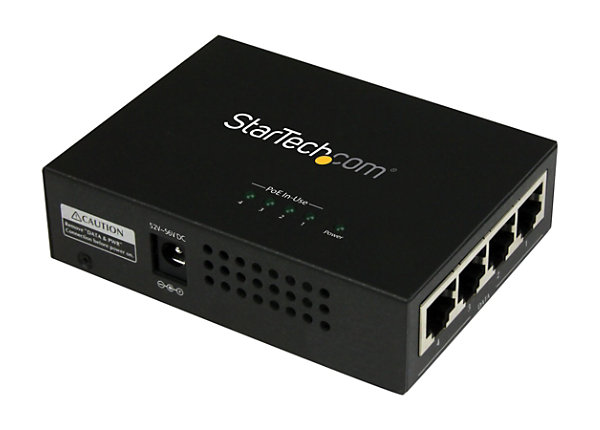 StarTech.com 4 Port Gigabit Midspan - PoE+ Injector - 802.3at and