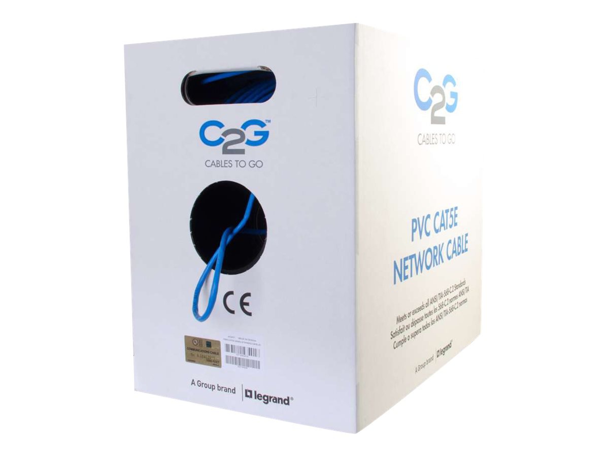 C2G Cat5e Bulk Unshielded (UTP) Network Cable with Stranded Conductors - In-Wall CM-Rated - bulk cable - 1000 ft - blue