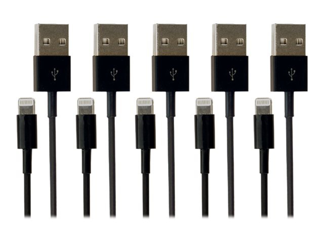 VisionTek Lightning to USB 1 Meter Cable Black 5-Pack (M/M)