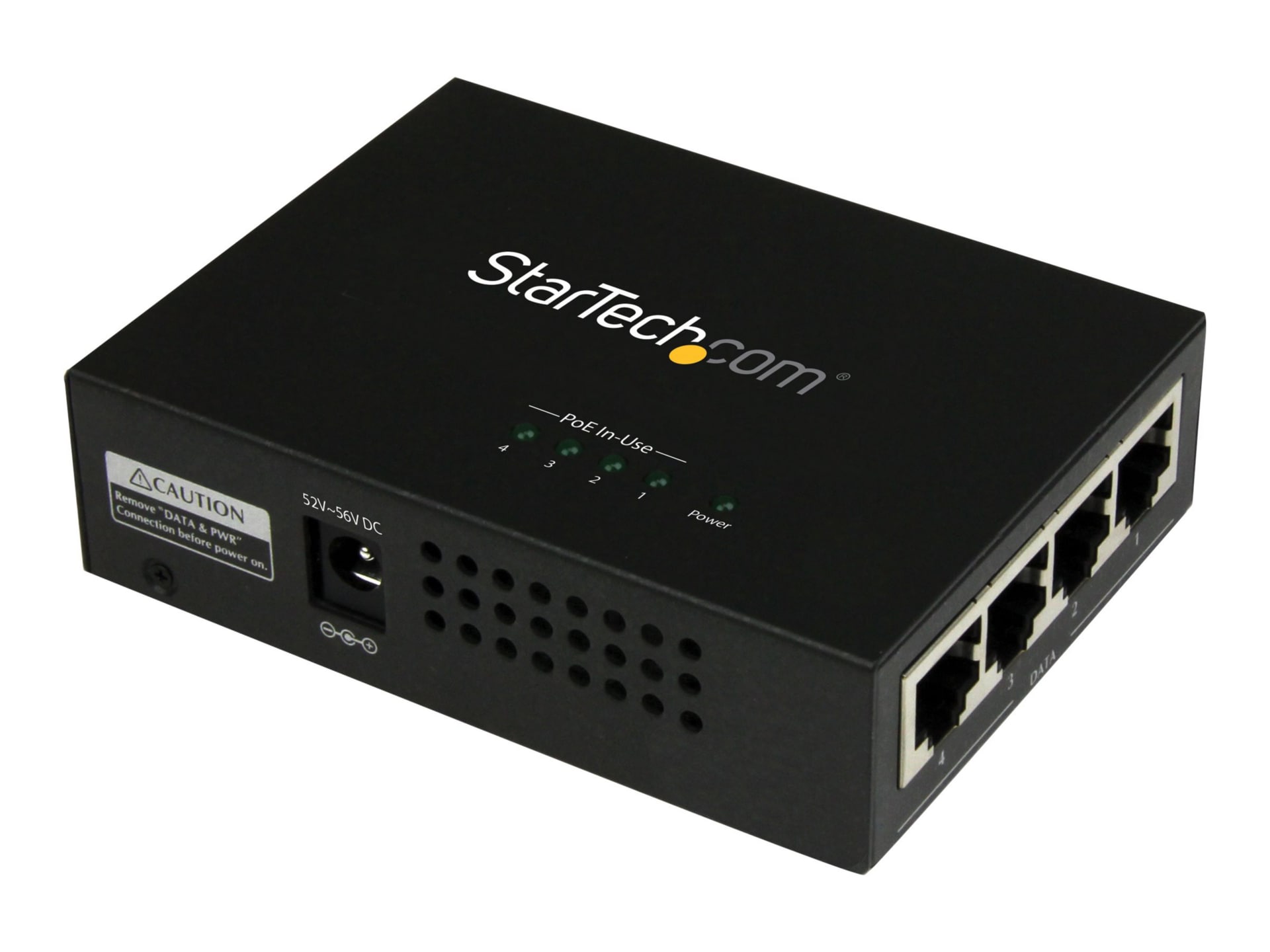 Star Tech.com 4 Port Gigabit Midspan - PoE+ Injector - 802.3at and 802.3af