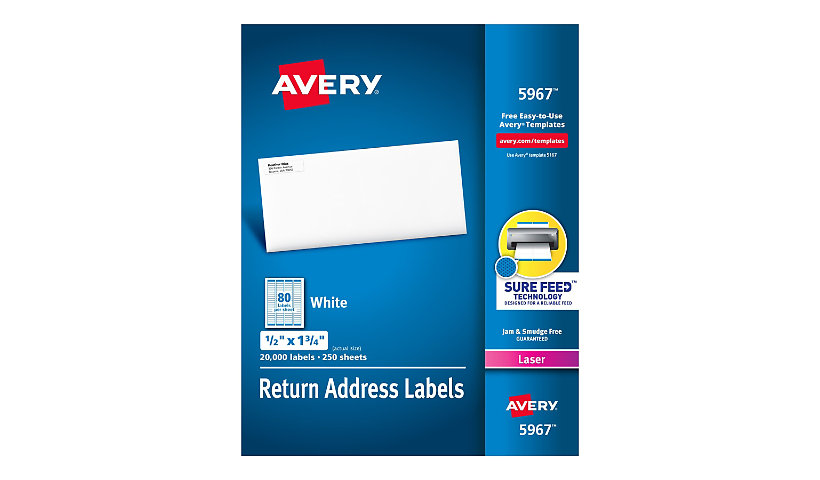 Avery - return address labels - 20000 label(s) - 0.5 in x 1.75 in