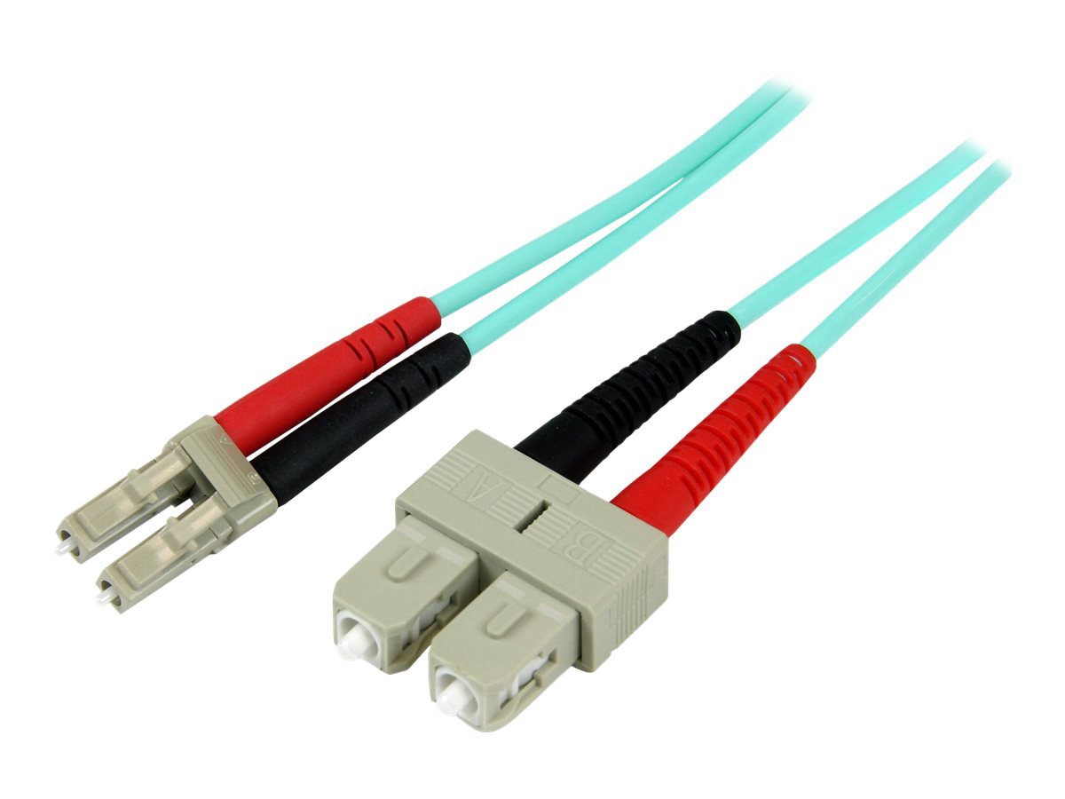 StarTech.com 2m (6ft) OM3 Multimode Fiber Optic Cable, LC/UPC to SC/UPC, LOMMF Fiber Patch Cord