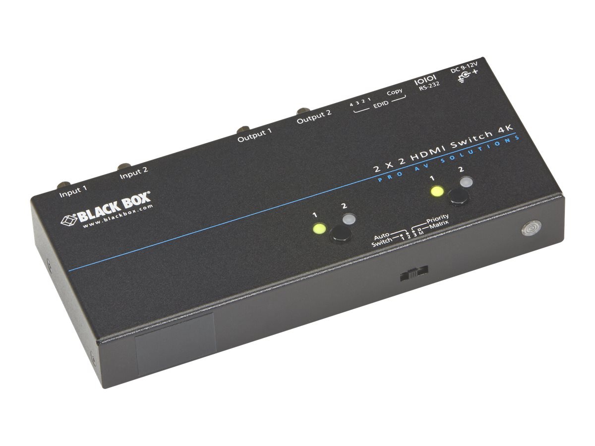Black Box 4K HDMI Matrix Switch 2 x 2 - video switch - rack-mountable - TAA Compliant